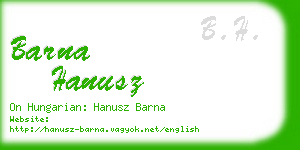 barna hanusz business card